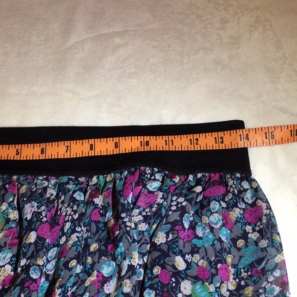 Floral Print Midi  Sheer Skirt With Liner & Elastic Waistband - Picture 3 of 8